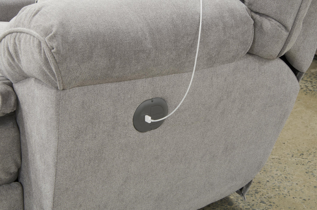 Catnapper Furniture Sadler Power Lay Flat Reclining Console Loveseat in Mica