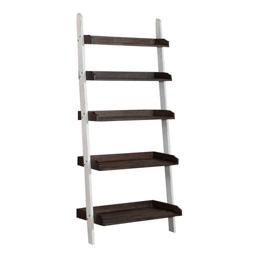 Farmhouse Leaning Bookcase in White/Oak - Discount Furniture World (Burlington,NC)