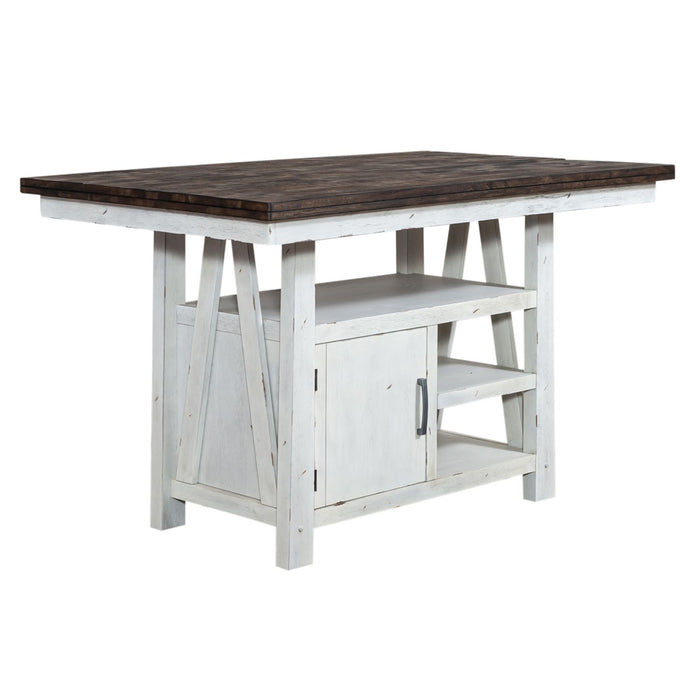 Farmhouse Gathering Table in White/Oak - Discount Furniture World (Burlington,NC)