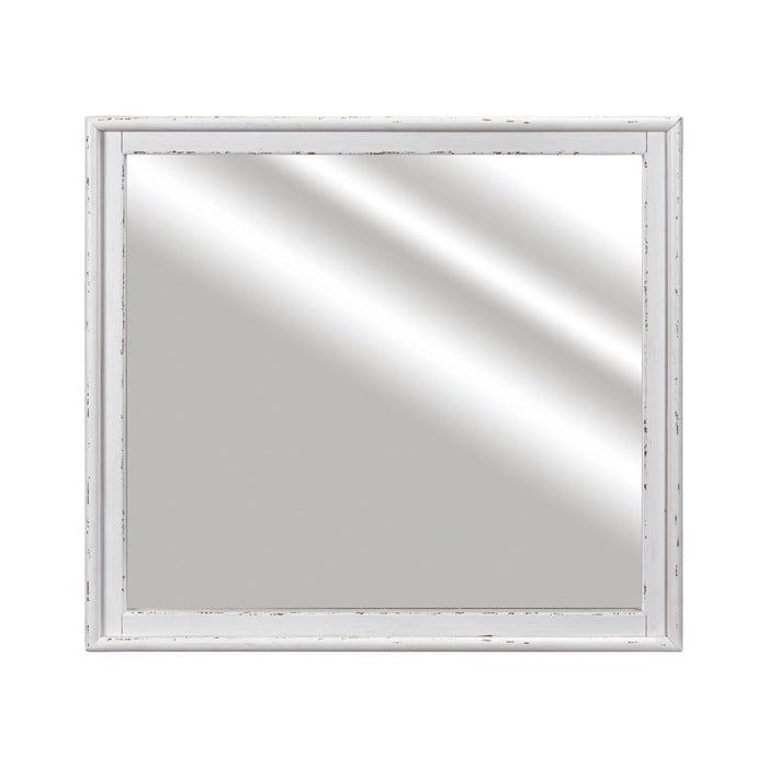 Backroads Landscape Mirror in Weathered White/Parchment Brown - Discount Furniture World (Burlington,NC)