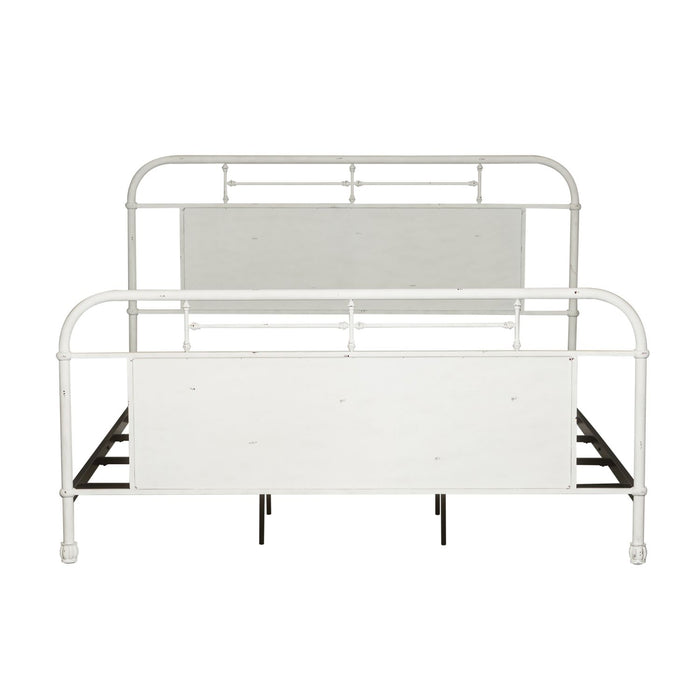 Vintage Series Queen Metal Bed in Antique White - Discount Furniture World (Burlington,NC)