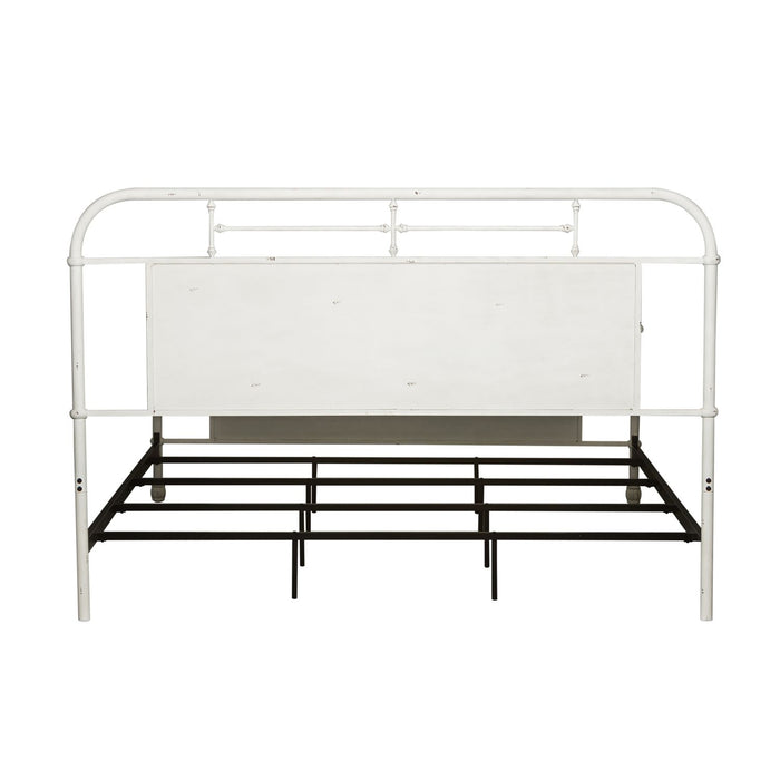 Vintage Series Queen Metal Bed in Antique White - Discount Furniture World (Burlington,NC)