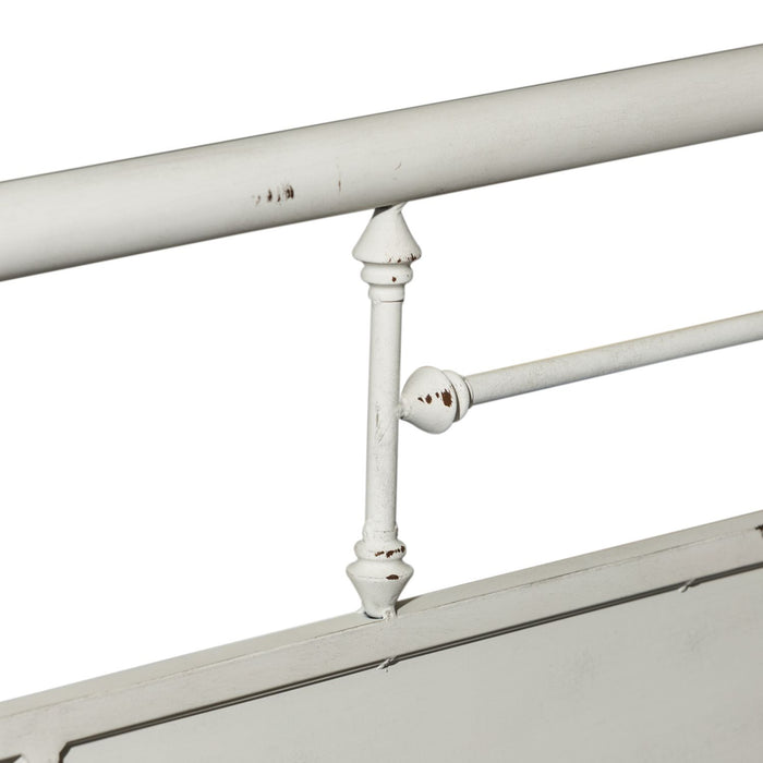 Vintage Series Queen Metal Bed in Antique White - Discount Furniture World (Burlington,NC)
