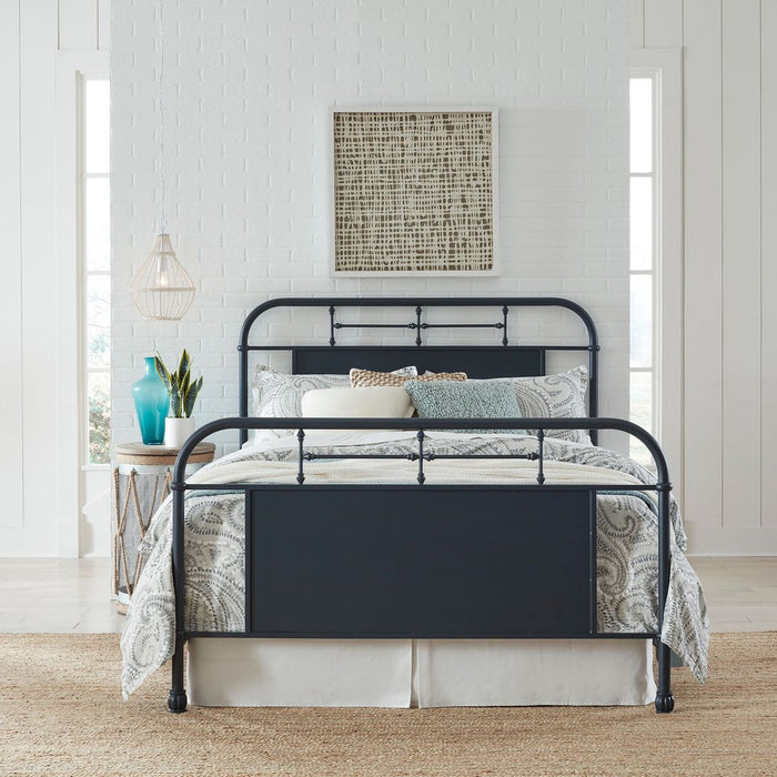 Liberty Furniture Vintage Series King Metal Bed in Navy