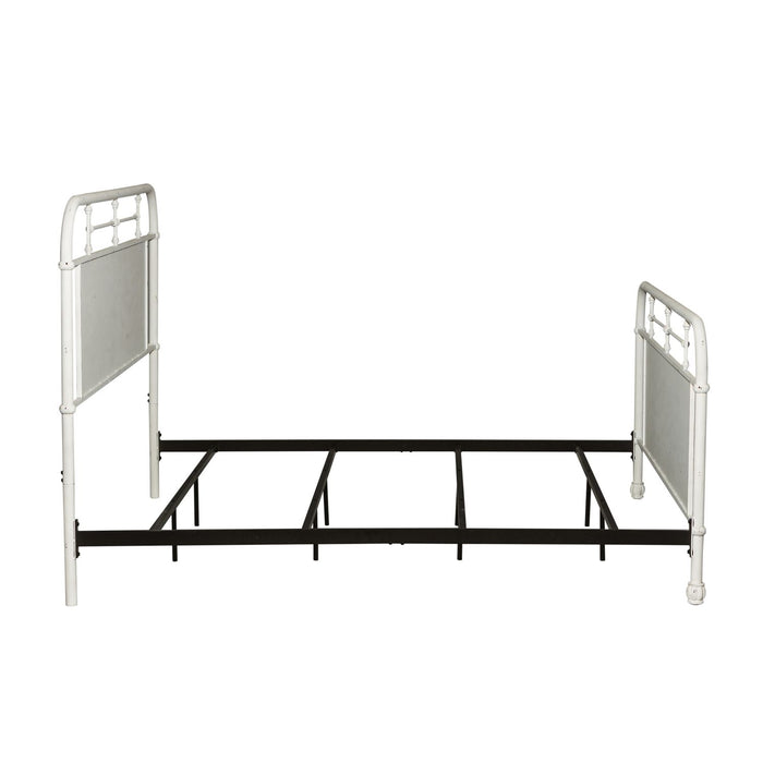 Vintage Series King Metal Bed in Antique White - Discount Furniture World (Burlington,NC)