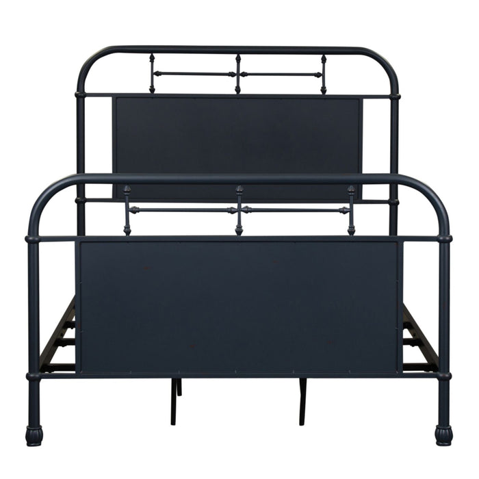 Vintage Series Full Metal Bed in Navy - Discount Furniture World (Burlington,NC)