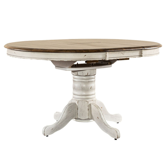 Carolina Crossing Pedestal Table Set- White - Discount Furniture World (Burlington,NC)