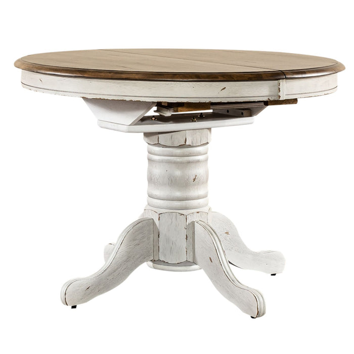 Carolina Crossing Pedestal Table Set- White - Discount Furniture World (Burlington,NC)