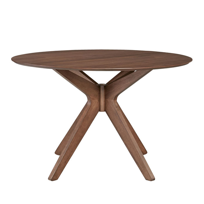 Space Saver Round Pedestal Table in Satin Walnut - Discount Furniture World (Burlington,NC)