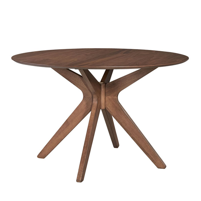 Space Saver Round Pedestal Table in Satin Walnut - Discount Furniture World (Burlington,NC)