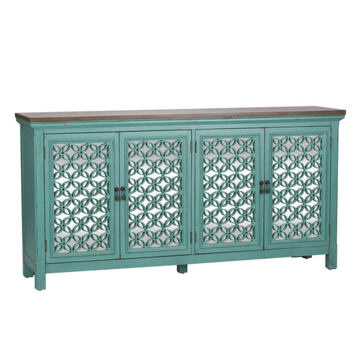 Kensington 4 Door Accent Cabinet in Turquoise - Discount Furniture World (Burlington,NC)