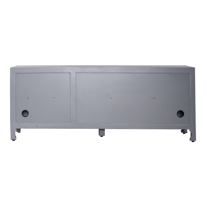 Marisol 65 Inch 3 Door Accent TV Stand in Weathered Honey and Soft Wash Gray - Discount Furniture World (Burlington,NC)