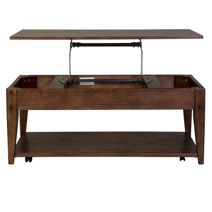 Liberty Furniture Lake House Lift Top Cocktail Table in Rustic Brown Oak