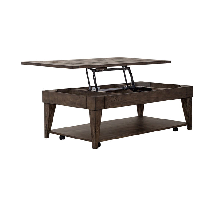 Arrowcreek Lift Top Cocktail Table in Weathered Stone - Discount Furniture World (Burlington,NC)