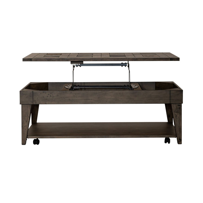 Arrowcreek Lift Top Cocktail Table in Weathered Stone - Discount Furniture World (Burlington,NC)