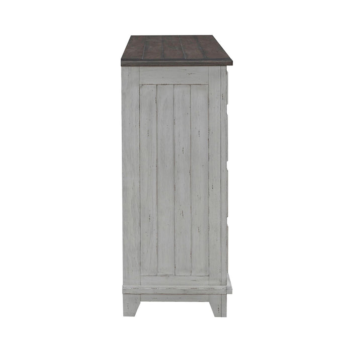 River Place 9 Drawer Dresser in Riverstone White and Tobacco - Discount Furniture World (Burlington,NC)