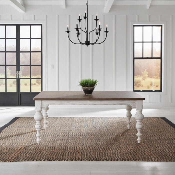 River Place Rectangular Leg Table in Riverstone White & Tobacco - Discount Furniture World (Burlington,NC)