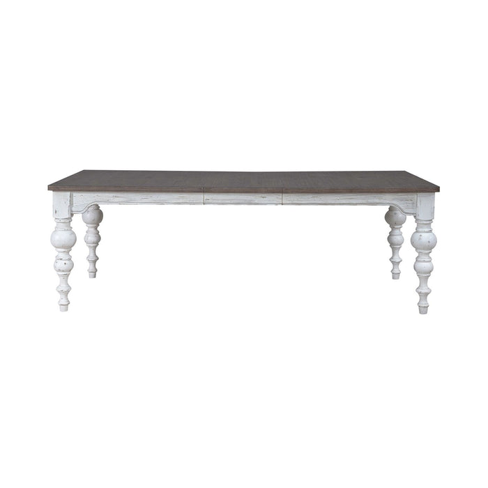 River Place Rectangular Leg Table in Riverstone White & Tobacco - Discount Furniture World (Burlington,NC)