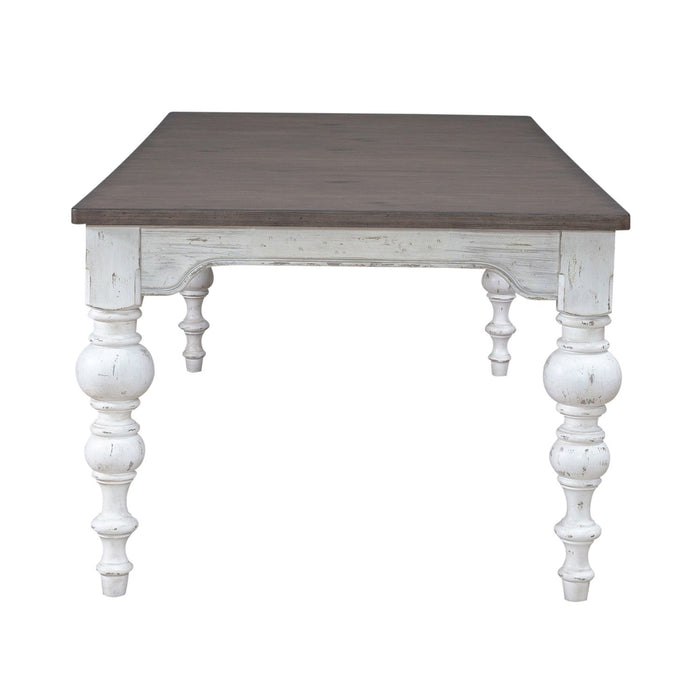 River Place Rectangular Leg Table in Riverstone White & Tobacco - Discount Furniture World (Burlington,NC)