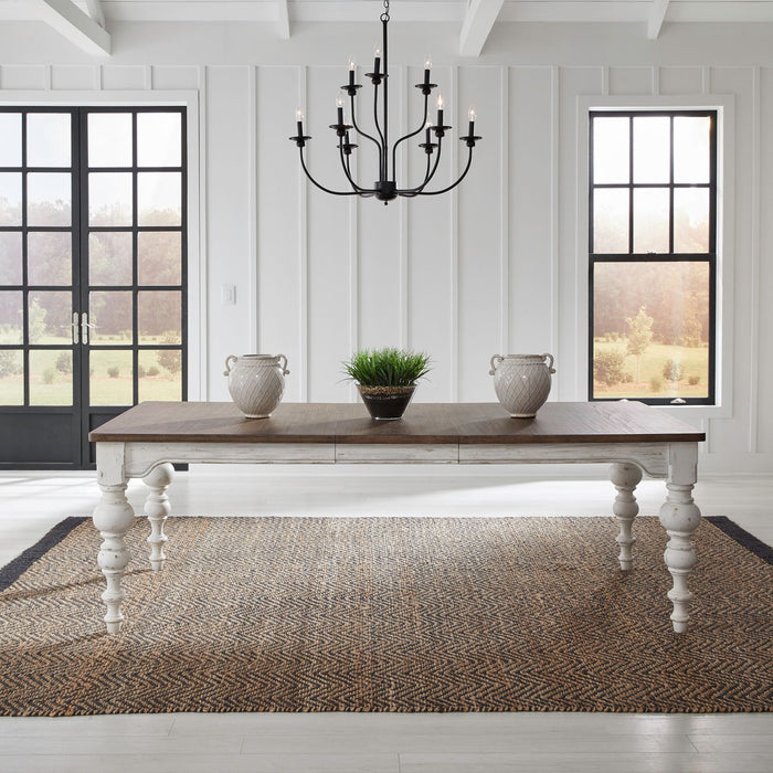 River Place Rectangular Leg Table in Riverstone White & Tobacco image