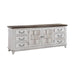 River Place Entertainment Console in Riverstone White/Tobacco - Discount Furniture World (Burlington,NC)