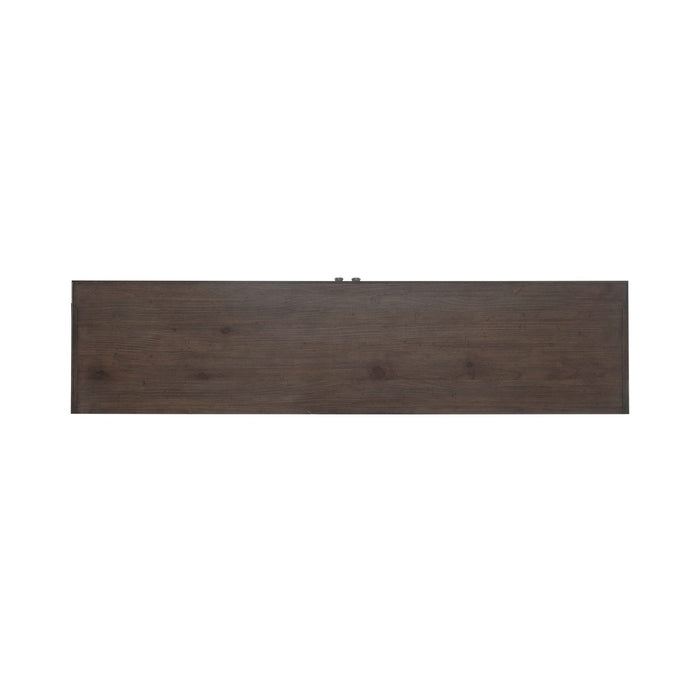 River Place Entertainment Console in Riverstone White/Tobacco - Discount Furniture World (Burlington,NC)