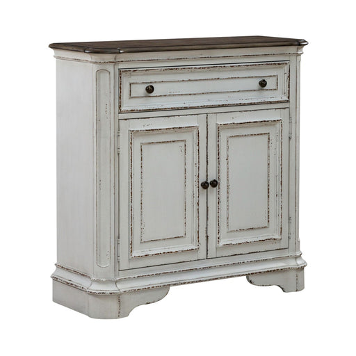 Magnolia Manor Accent Cabinet in Antique White & Weathered Bark EST SHIP TIME APPX 4 WEEKS - Discount Furniture World (Burlington,NC)