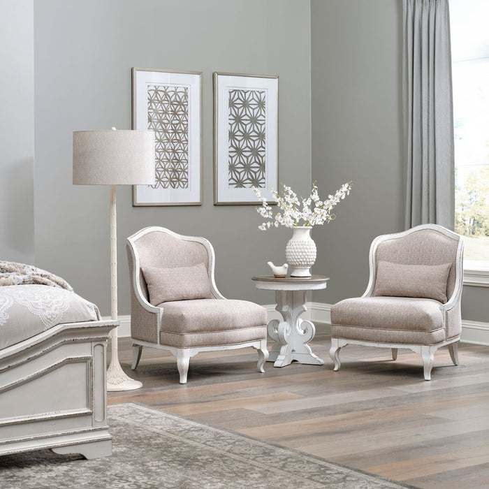 Magnolia Manor Upholstered Accent Chair in Antique White - Discount Furniture World (Burlington,NC)