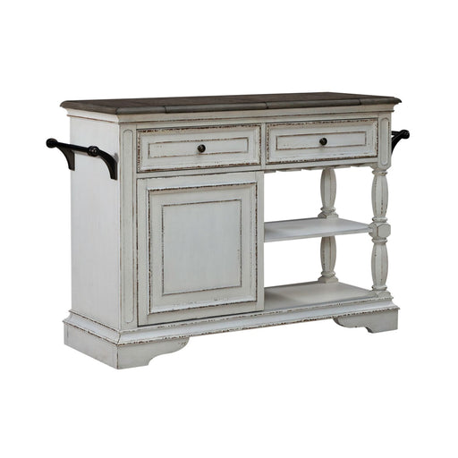Magnolia Manor Bar Cart in Antique White & Weathered Bark EST SHIP TIME APPX 4 WEEKS - Discount Furniture World (Burlington,NC)