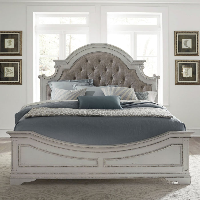 Magnolia Manor Queen Uph Bed, Dresser & Mirror, Chest, Night Stand