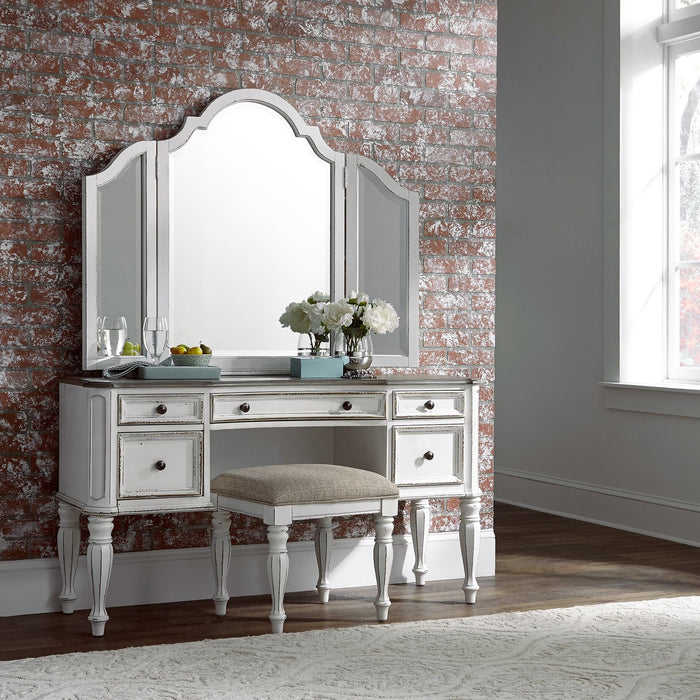 Magnolia Manor Vanity Stool in Antique White - Discount Furniture World (Burlington,NC)
