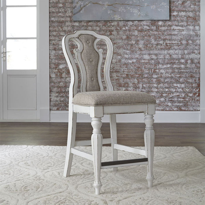 Liberty Furniture Magnolia Manor Upholstered Counter Height Chair in Antique White (Set of 2)