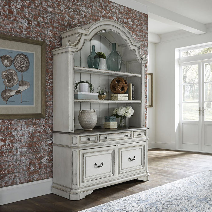 Liberty Magnolia Manor Credenza with Hutch in Antique White