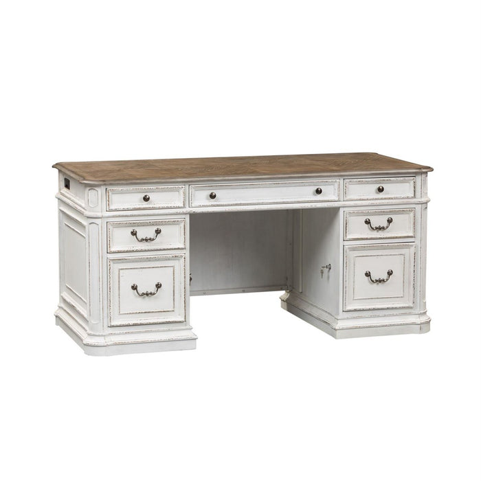 Liberty Magnolia Manor Jr Executive Desk in Antique White 244-HOJ-DSK