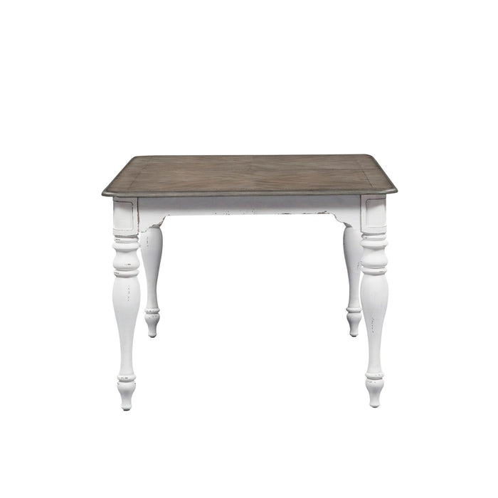 Magnolia Manor Leg Table in Antique White Base w/ Weathered Bark Tops image