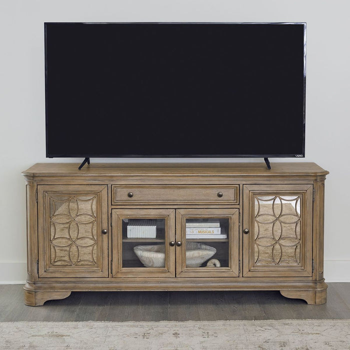 Liberty Furniture Magnolia Manor Entertainment TV Stand in Weathered Bisque image
