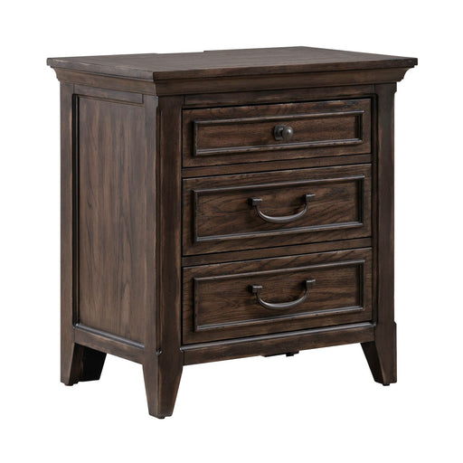 Paradise Valley Nightstand with Charging Station in Saddle Brown - Discount Furniture World (Burlington,NC)
