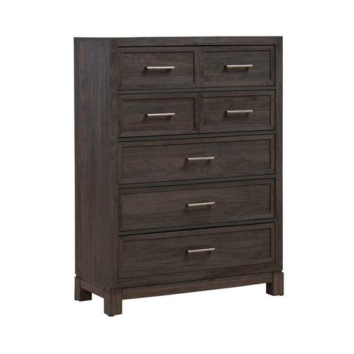 Modern Edge 5 Drawer Chest in Caffe - Discount Furniture World (Burlington,NC)