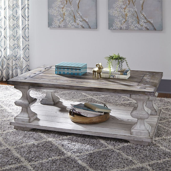 Liberty Sedona Cocktail Table in Heavy Distressed White