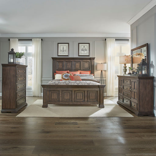 Big Valley Queen Panel Bed, Dresser & Mirror, Chest image