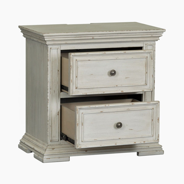 Big Valley 2 Drawer Night Stand w/ Charging Station - Discount Furniture World (Burlington,NC)