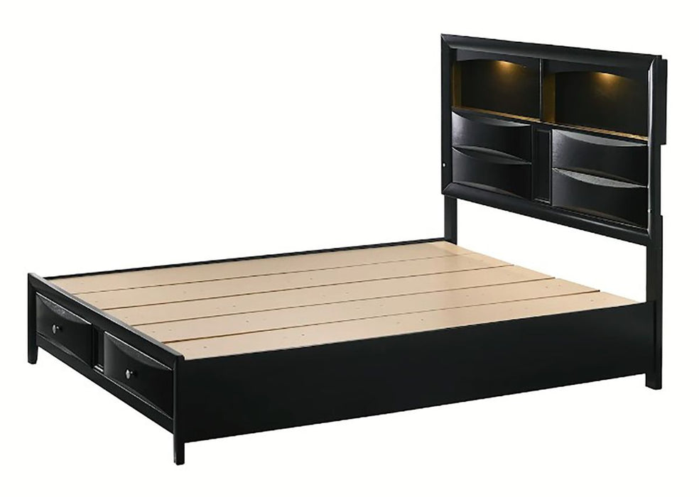 Crown Mark Furniture Fallon Queen Platform Bed with Storage in Black B4288-Q