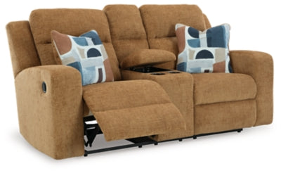 Kanlow Reclining Loveseat with Console - Discount Furniture World (Burlington,NC)