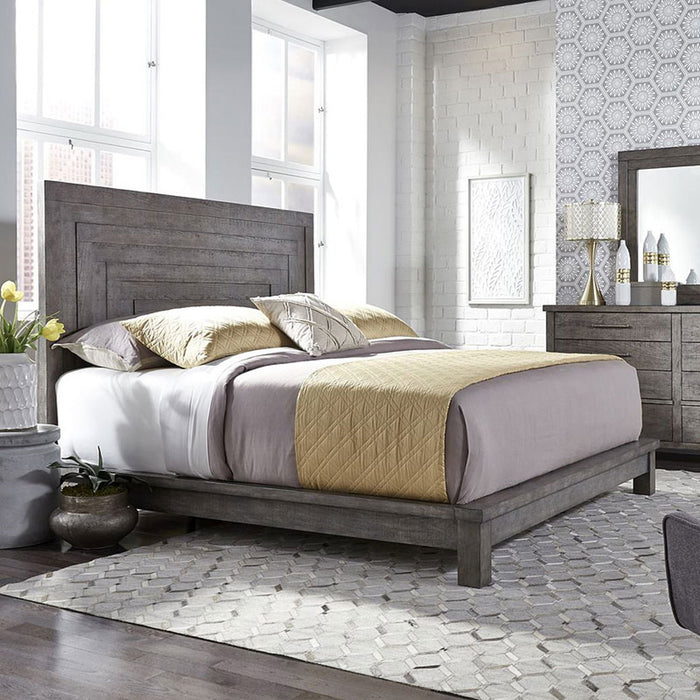 Liberty Furniture Modern Farmhouse King Platform Bed in Dusty Charcoal
