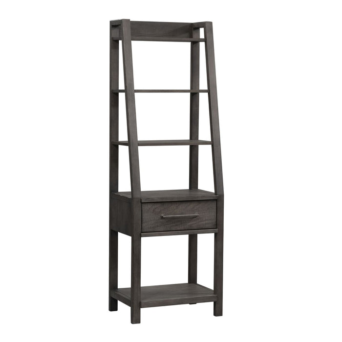 Modern Farmhouse Leaning Bookcase in Dusty Charcoal