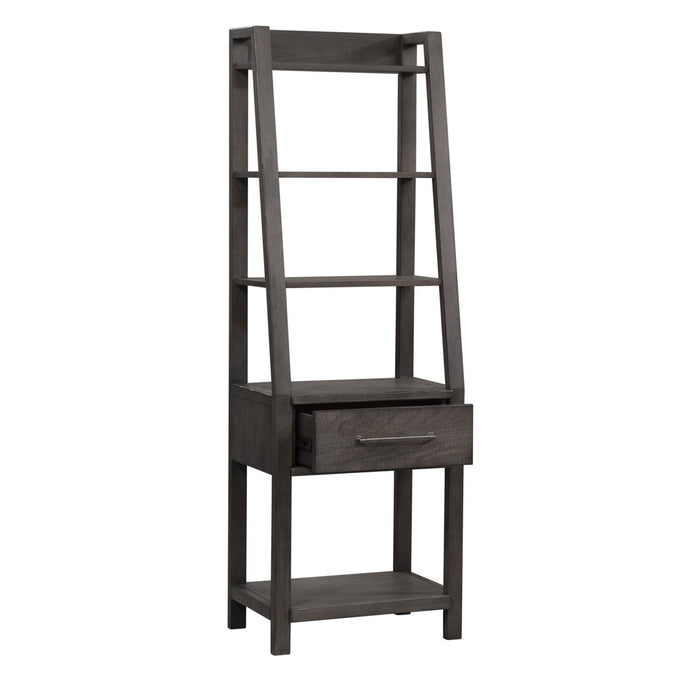 Modern Farmhouse Leaning Bookcase in Dusty Charcoal