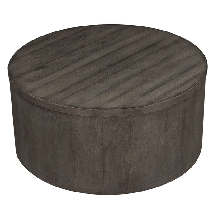 Modern Farmhouse Drum Cocktail Table - Discount Furniture World (Burlington,NC)