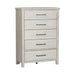 Modern Farmhouse 5 Drawer Chest in White - Discount Furniture World (Burlington,NC)