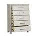 Modern Farmhouse 5 Drawer Chest in White - Discount Furniture World (Burlington,NC)