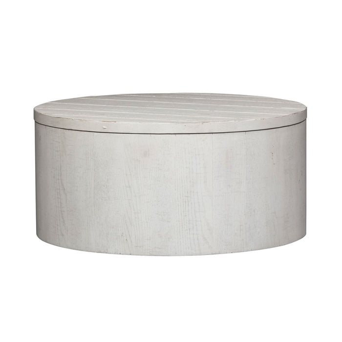 Modern Farmhouse Drum Cocktail Table - Discount Furniture World (Burlington,NC)